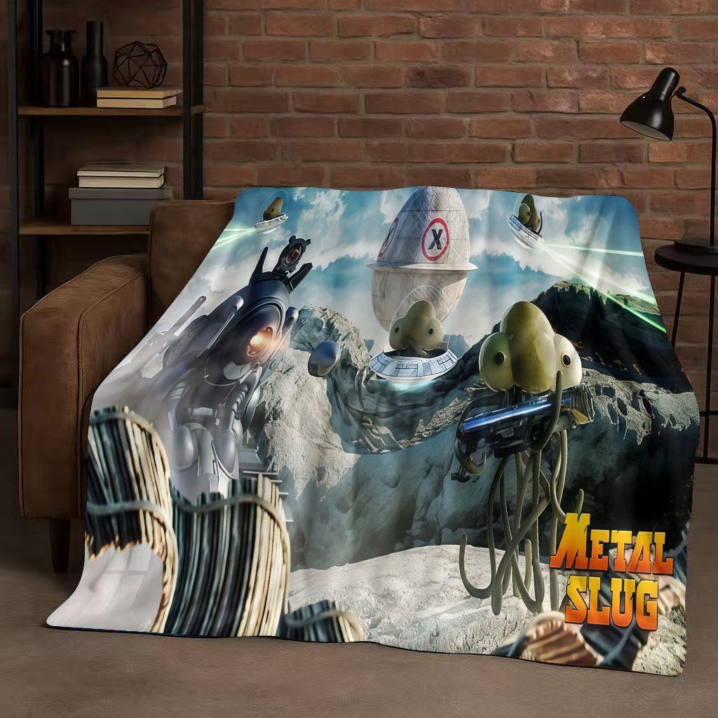 Classic Game Metal Slug Pixel Style Flannel Blanket,Ultra Soft Warm Plush Throw for Home Bedroom Bed Sofa Cover Office Travel