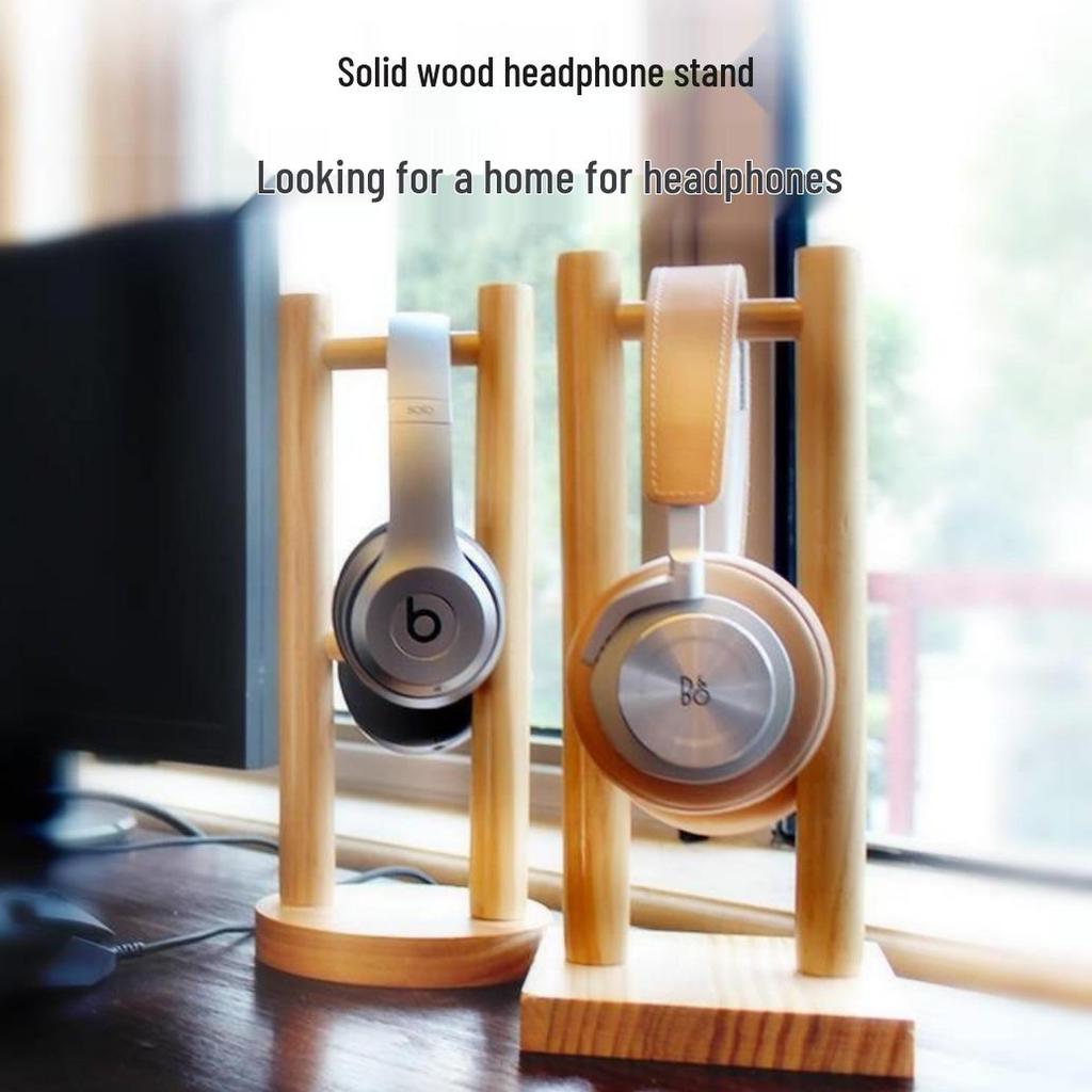 Solid Wood Universal Noise-Cancelling Headphone Wall Mount and Display Stand