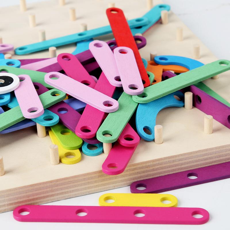 Children's early education Montessori creative board puzzle wooden geometric teaching aids graphics cognition varied educational building block toys