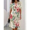 Damen Freizeitkleid Blumendruck Rundhalsausschnitt Midikleid Stilvolles Lässiges Tägliches Urlaubs-Kurzarm Sommer-Abendpartykleider