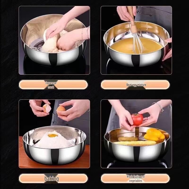 Shangqi 316 Stainless Steel Dough Kneading Bowl with Lid, 32CM