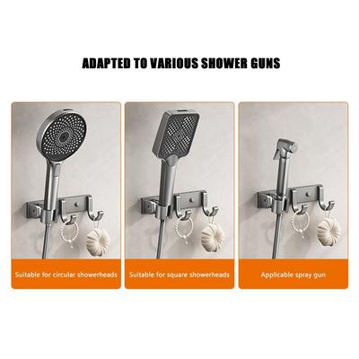 Adjustable Shower Head Holder Self-Adhesive Wall Mounted Showerhead Bracket with Hook Sprayer Fixed Base Bathroom Accessories