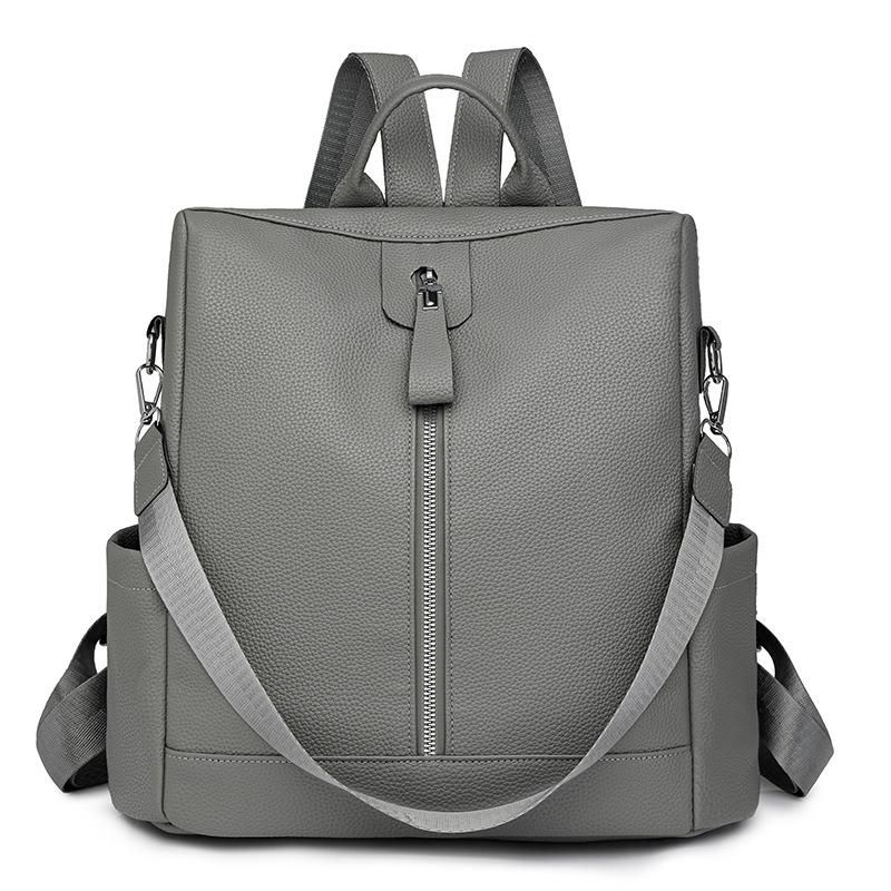 

Рюкзак Anti-Theft, женский мягкий кожаный рюкзак серый