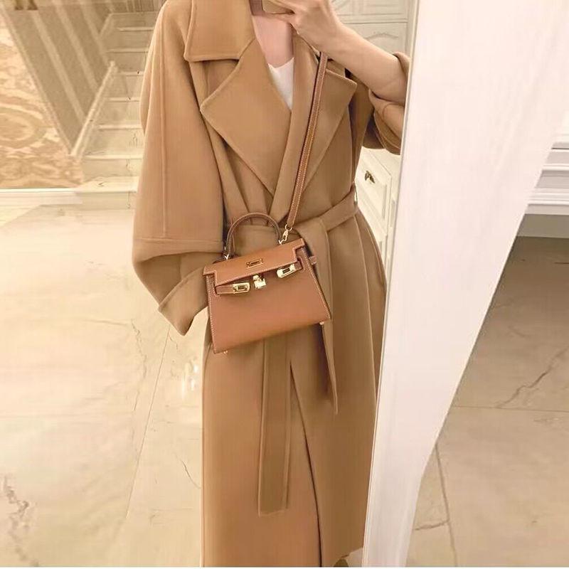Women's Popular Off-White Mid-Length Wool Coat - Autumn/Winter Korean Style 2023.