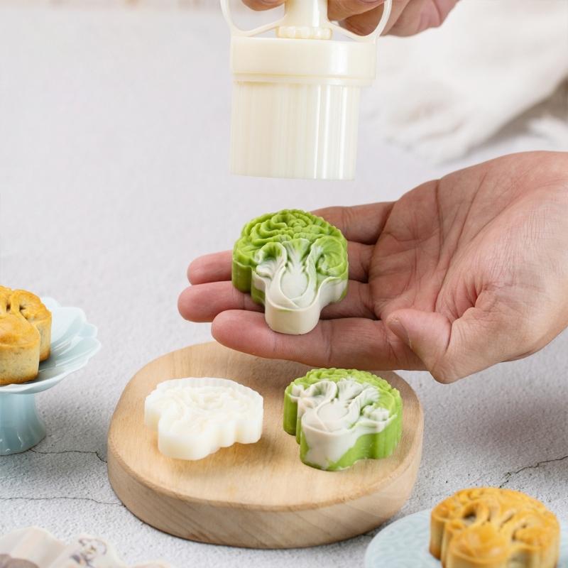 Jades Cabbage Pastries Molds Hand Pressed Mooncakes Maker Bean Pastes Cake Mould Dessert Bakewares for Cooking Lover