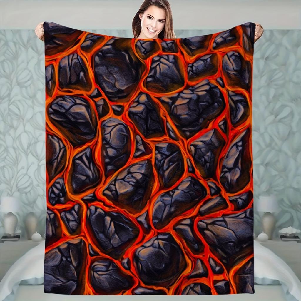 3D Hot Molten Rock Digital-printed Polyester Bedroom Velvet Flannel Cover Blanket Fleece Soft Sofa Cover Blankets for Beds