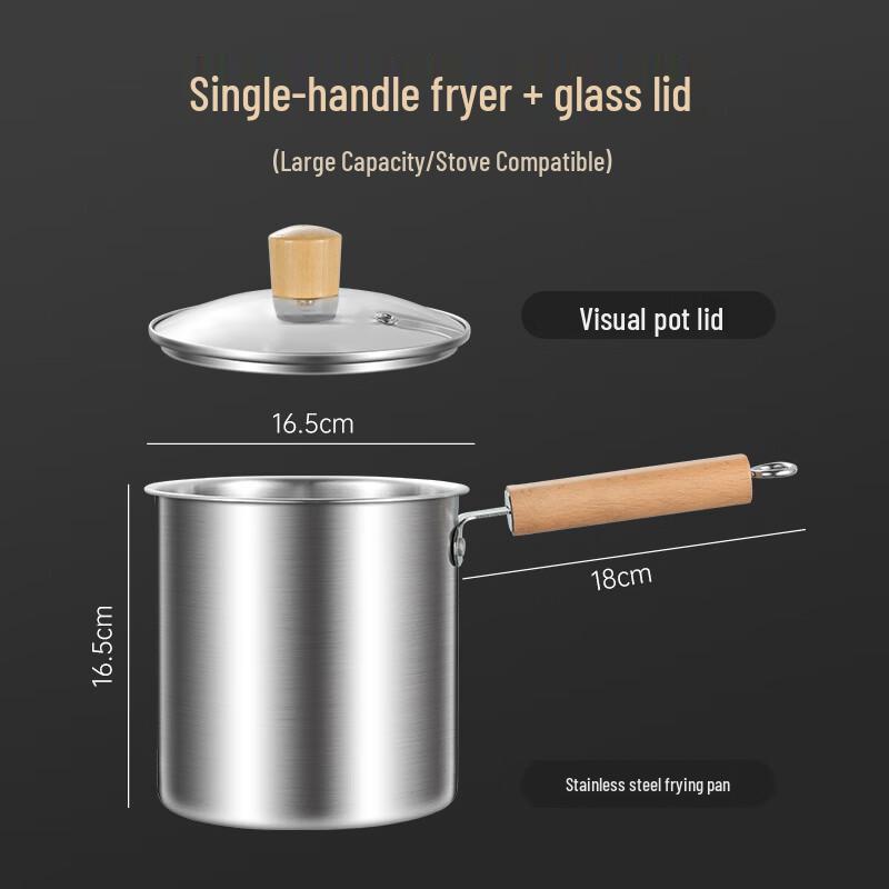 U-Top 304 Stainless Steel Deep Fryer with Glass Lid