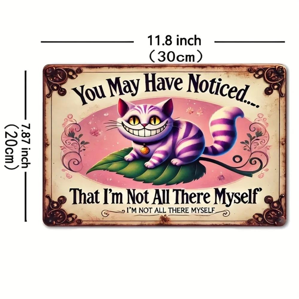 RetroTinWorks Cheshire Cat Metal Sign Vintage Wall Decor for Cafe Bar Pub Wall Art