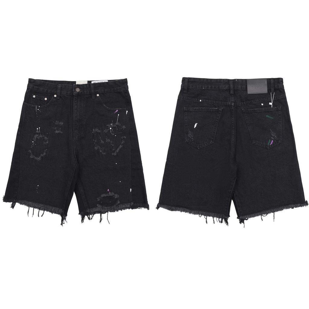 EastRogue Deformed-resistant Denim Shorts Denim Shorts Straight Fit Ripped Holes Knee Length Jeans