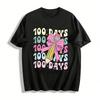 100 Days of School Kids Top Bow Pencil Print Campus Commemorative Shirt Pure Cotton T-shirt