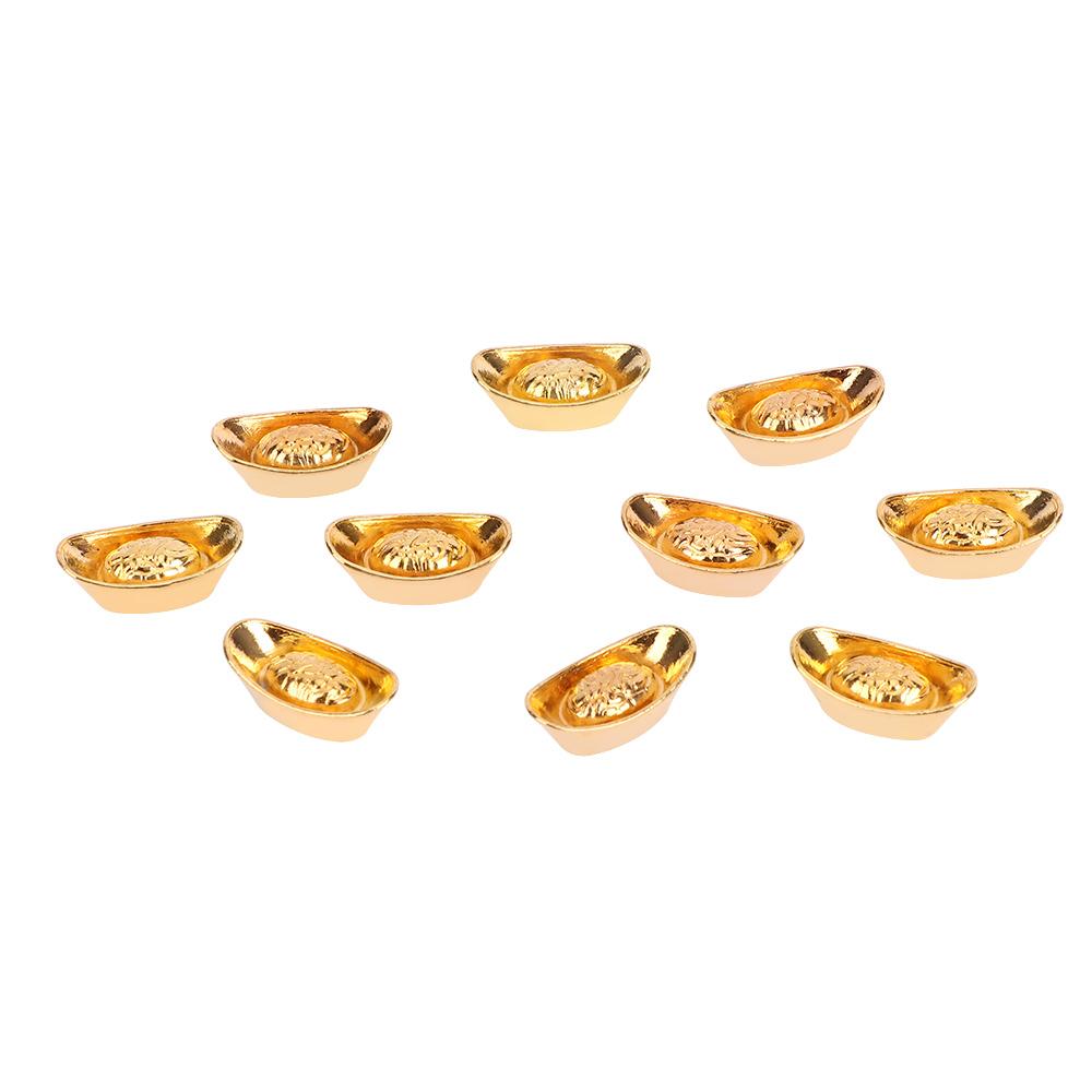 

10 шт./набор китайских золотых слитков, украшение, удача, юаньбао, фэншуй, декор, металлический талисман, поделки, фэн-шуй, благоприятные, удачные поделки