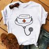 Summer Female T-Shirt Nurse Print Woman T-Shirt Casual Graphic T-Shirt Women's Harajuku Retro Top T-Shirt Women's Clothing