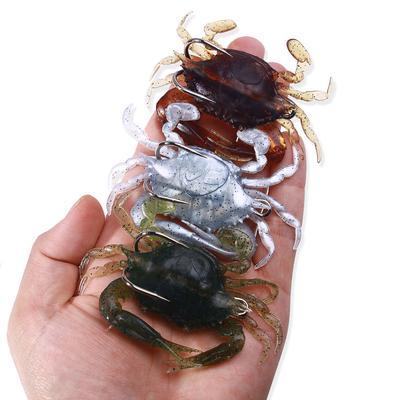 3pcs 8cm 19g 3D Simulation Crab Bait With Hook Artificial Soft Silicone Lure Fishing Goods Saltwater Pike Fishing Lure