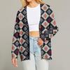 Women's Fashion Long Sleeve Christmas Print V-Neck Button Loose Cardigan Top