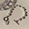 Dark Alloy Double Layer Bracelet with Heart, Little Bear, and Cross Pendants