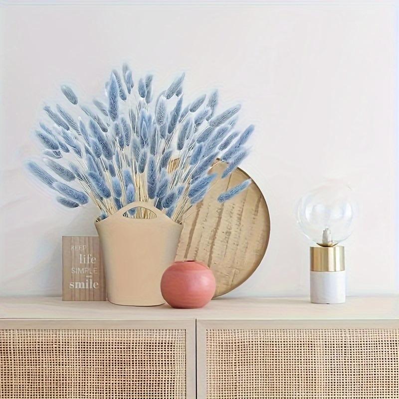 60/120 Pièces Rotin Bleu Gris Queue de Lapin Moelleuse Fleurs Séchées Maison Mariage Décor Table Rustique Ferme Fête Vacances Saisonnières.
