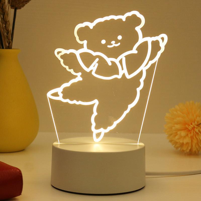 3d Light Creative Holiday Gift Bedroom Cartoon Bedside Lamp Usb Straight Plug