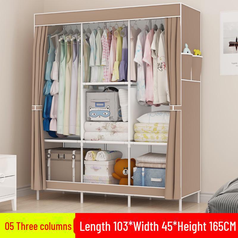Simple Non-Woven Dustproof Folding Wardrobe with Steel Frame and Hanger