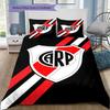 River Plate FC Red Background Vertical Black Stripe Shield Crest Bedding Set Argentine Soccer Duvet Cover Football Fan Bedroom Home Decor Bedding