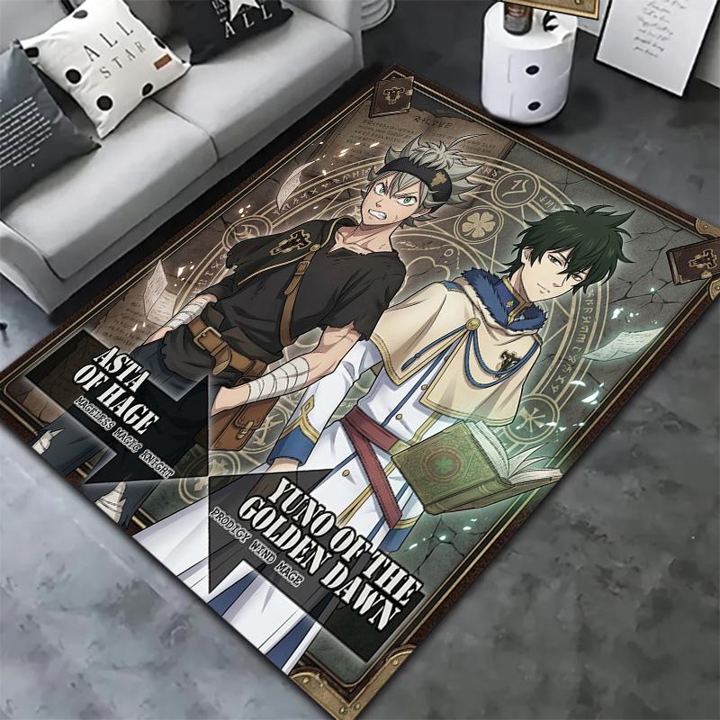 Black Clover Carpet Rug For Living Room Bedroom Home Sofa Decoration Kids Play Nonslip Floor Mat