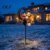 Christmas Porch Atmosphere Lights Santa Garden Stake Light, Solar Powered Crescent Moon Lamp, Double Pathway Lighting Glass Globes, Waterproof