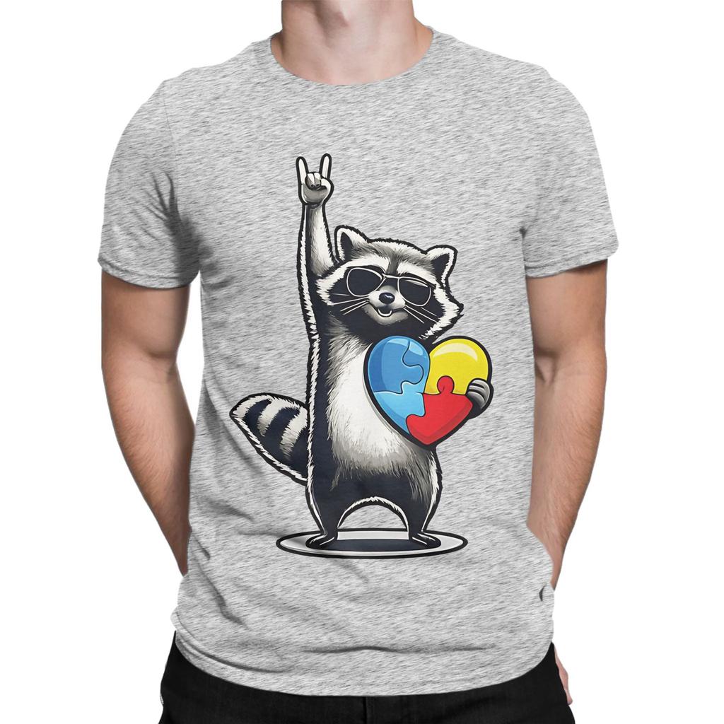 aAutism Racoon Rock On Tism Unisex Unisex Kids Funny Graphic 100 Cotton TShirt aAutism Racoon Tops Tees For Unisex