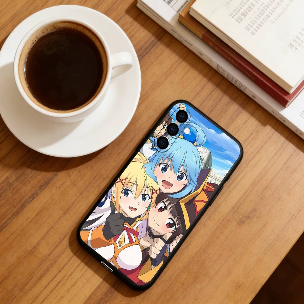 Anime K-Konosuba Phone Case Black Silicone Soft For Samsung Galaxy A73,A72,A71,A70,A53,A52,A51 Samsung a22 4g