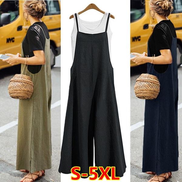 Loose solid tank jumpsuit Clearance