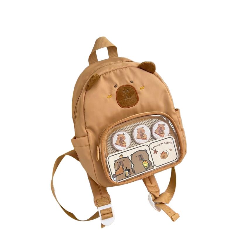 Plush Backpack Capybara And Canvas Style Give Away Badges Suitable Daily For
