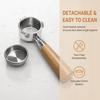 304 Stainless Steel and Wood Bottomless Espresso Portafilter for DeLonghi Espresso Brewing