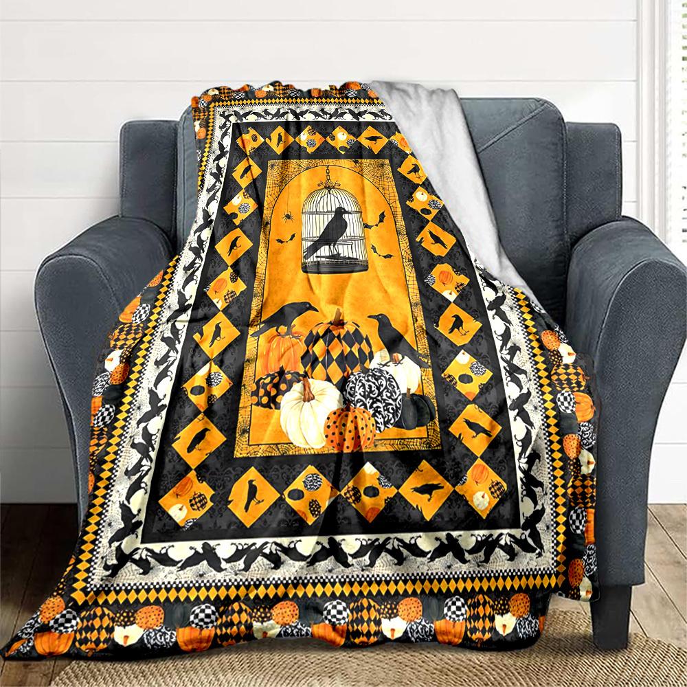 1pc Halloween Decorations Blanket, Lightweight Flannel Fleece with Digital Printing, Soft Warm for Sofa, Travel, Camping, Office, Couch, Chair, and Be