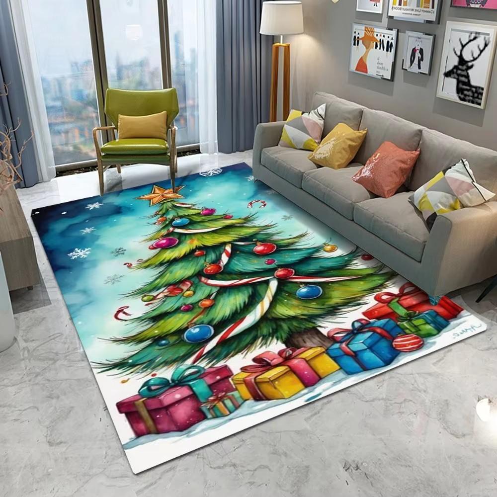 Merry Christmas Decoration Welcome Home Anti-Slip Door Mat Carpet Santa Flannel Floor Rugs for Living Room Home Decor Rug