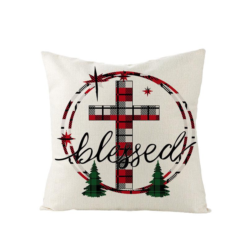 Plaid Christmas Pillowcase Red and Black Plaid Polyester Print Home Cushion Living Room Sofa Bedroom Cushion