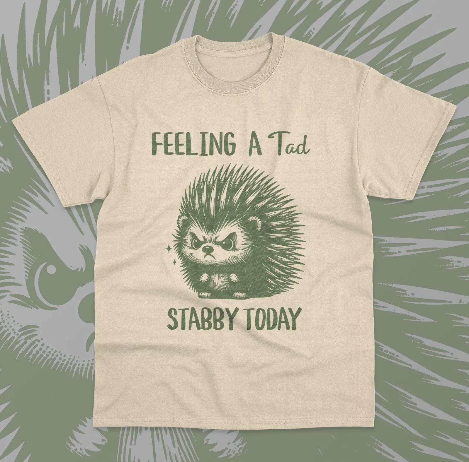 Feeling A Tad Stabby Today T- Shirt Funny Hedgehog Meme Unisex Sweater  Shirt XL