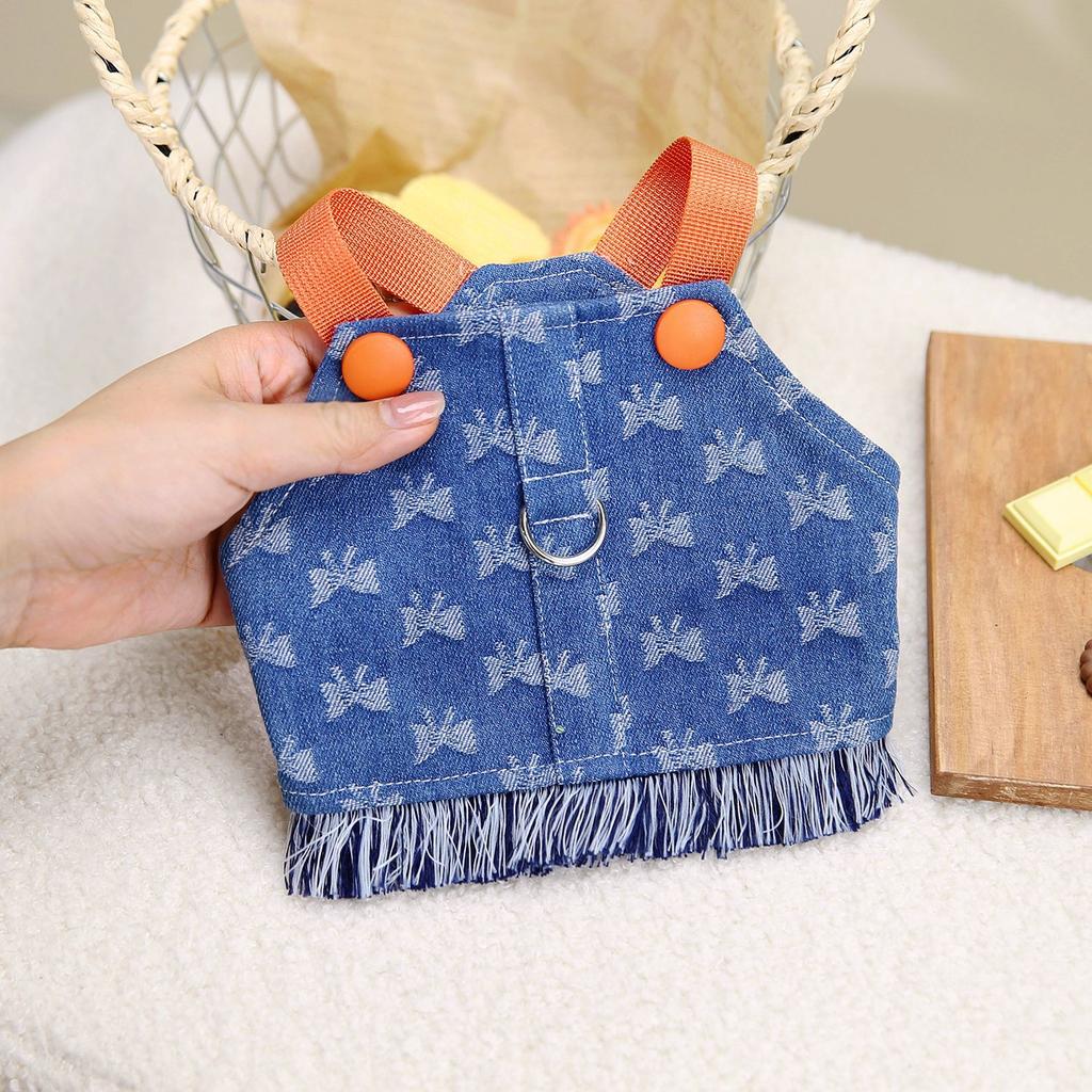 Pet Cowboy Bow Chest Back Vest Dog Chest Back Pet Dog Tank Top Clothes Pet Chest Back Spring Bow Strap Puppy Clothes