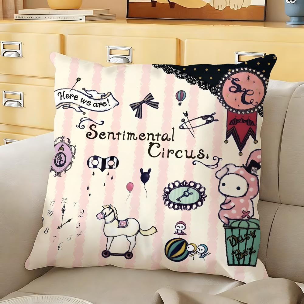 SSentimental CCircus Cute Cushion Cover Soft Durable Reversible Pillow Cover Home Car MultiScene Daily Comfort Pillowcase