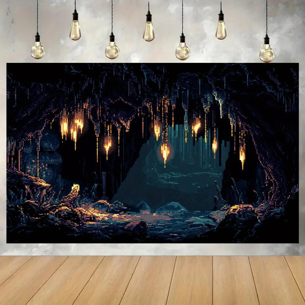One Large-sized Pixel Art Background Banner for Parties. Party Banner Background Fabric. Photography Wall decoration.DJH