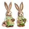 2pcs Easter Bunny Ornament Rustic Bunny Couple Figurine Spring Decor for Home Party Decoration 35cm 13.8in