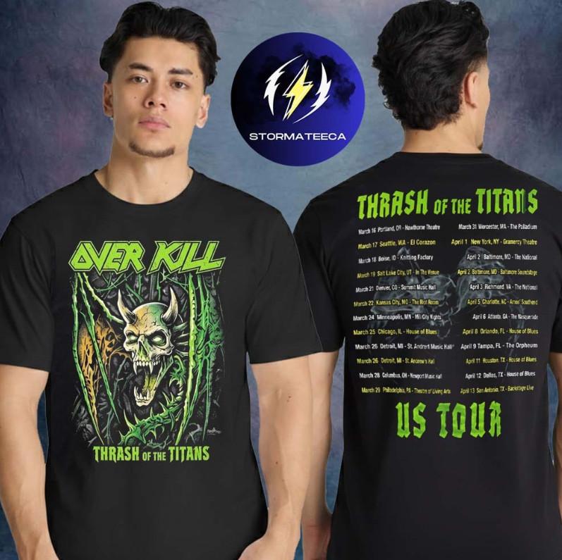 Overkill Thrash Of The Titans Us Tour 2026 With Testament Unisex TShirt Unisex T-Shirt XL