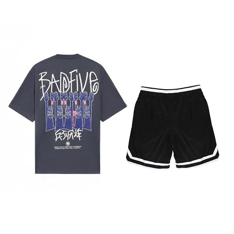 Li-Ning Anti-Five Series Versatile Loose Short Sleeve T-Shirt Casual Sports Set Unisex Tops YHSV281-2+YAPV001-1