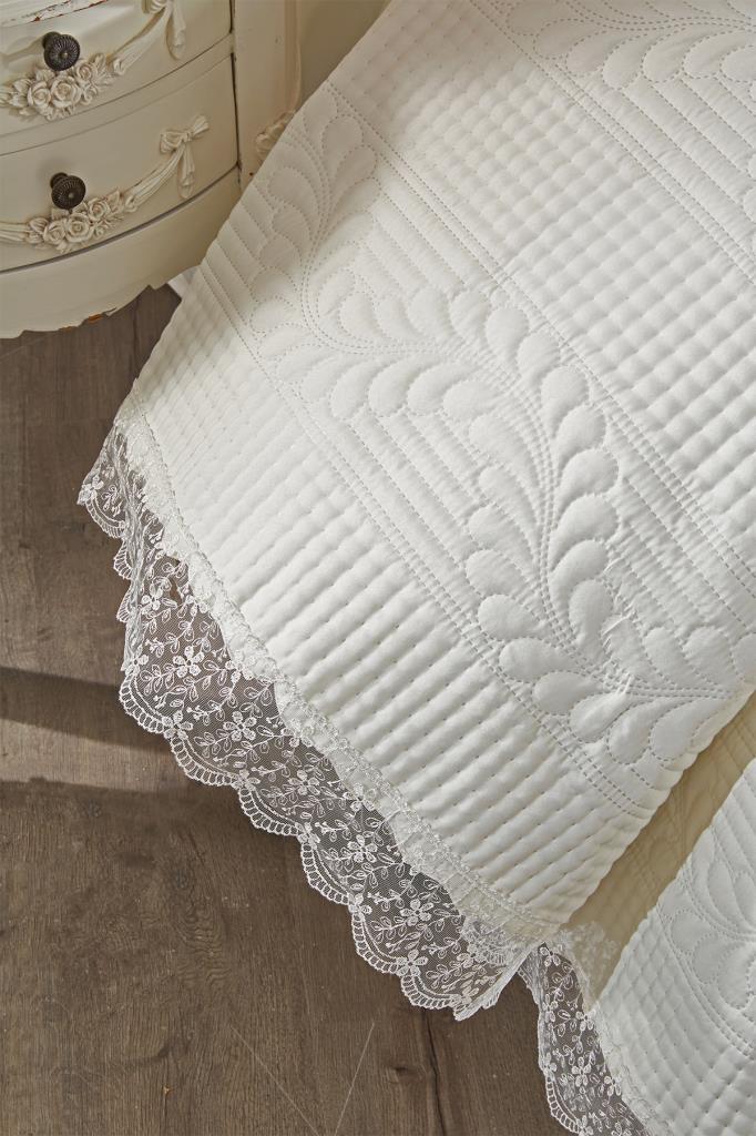 Limena gesteppte Tagesdecke, 3-tlg., Tagesdecke 240 x 260, Kissenbezug 50 x 70, Doppelbett, geschnürt, Creme