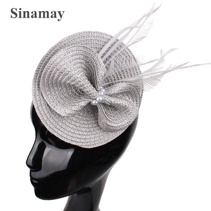 European And American Feather Headgear Popular Bridal Hair Accessories Banquet Photo Top Hat Pp Imitation Hemp Headgear