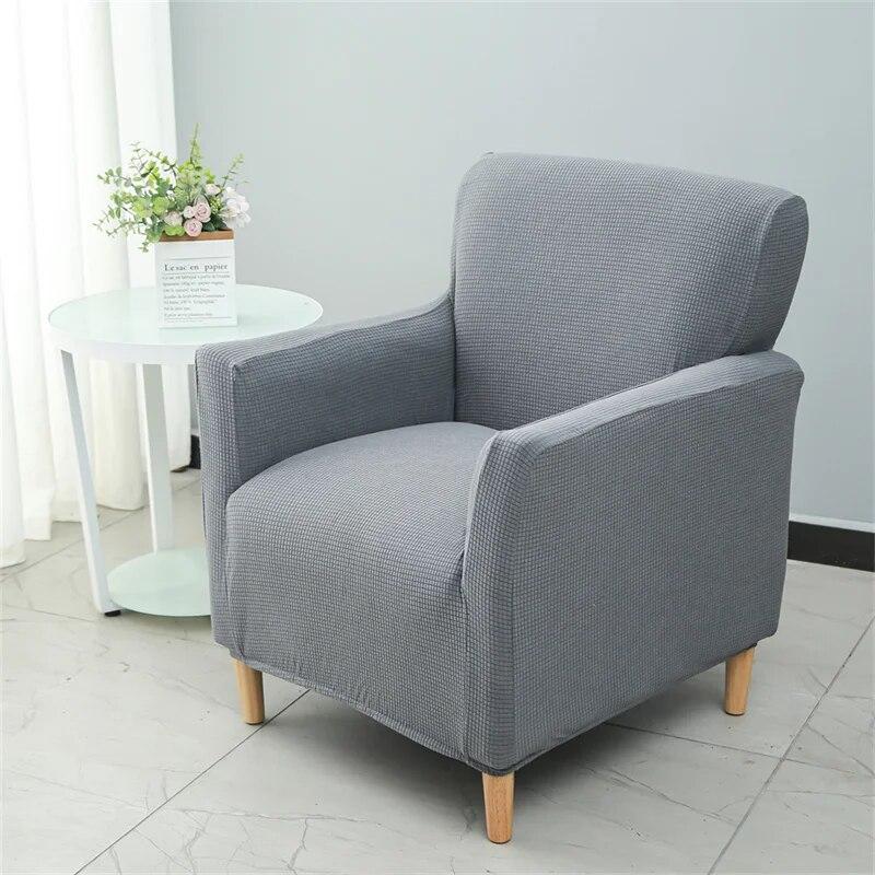 Solid Color Tub Club Armchair Cover Stretch Sloping Arm Back Slipcover Soft Single Small Chair Seater Sofa Covers For Home Club