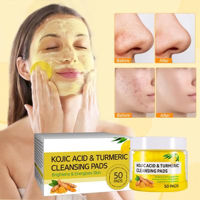 Kyselina kojová Kurkuma Bavlněný list Jemné čištění Exfoliace Akné Kurkuma Kyselina kojová Čisticí polštářek