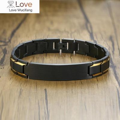 Personalized Stainless Steel Id Bracelet Watch Brands Men 'S Black Color Bangle White Medical Alert Disabeat Free Engraving