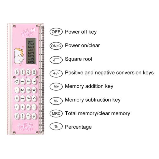 Calculatrice de règle multifonctionnelle grand écran papeterie calculatrice de poche à 8 chiffres pour l'école