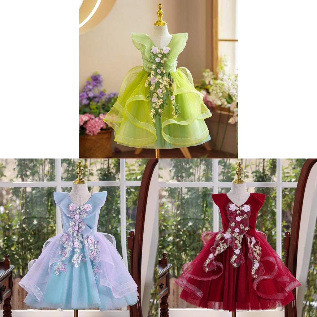 Princess Girl Summer Dress With Polyester Fabric And Puffed Skirt For Wedding And Party Celebrations