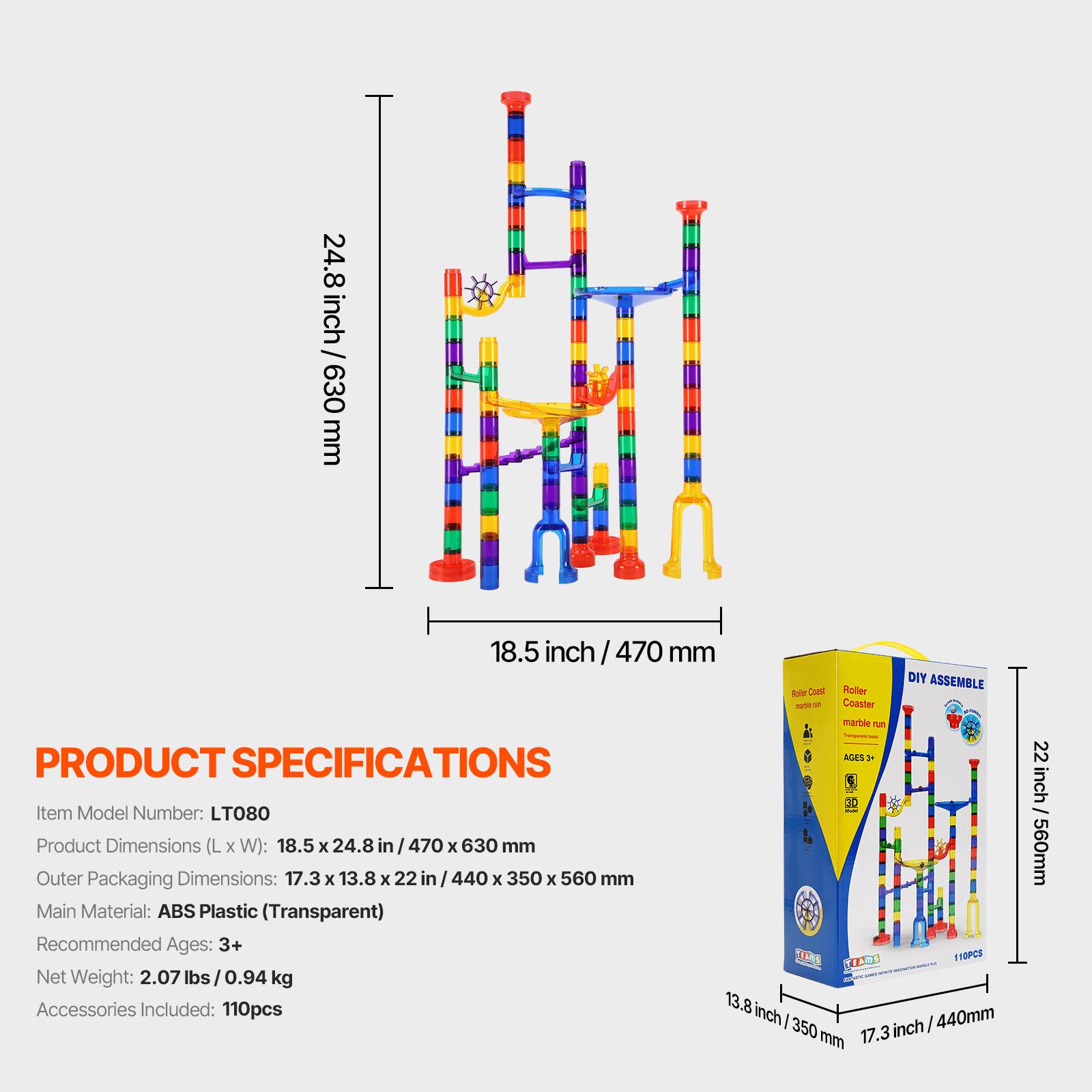 

Succebuy 110 шт. Набор для мраморного трека Мраморный лабиринт Конструктор Головоломка С 10 светящимися в темноте мраморами + 20 стеклянными мраморами