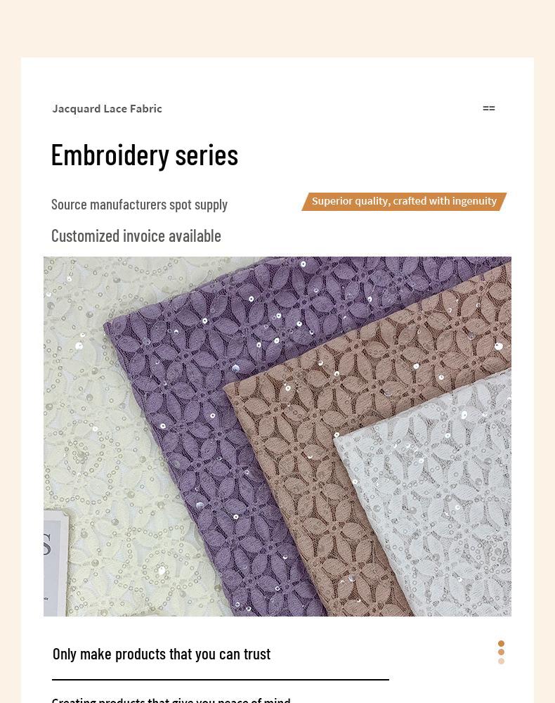 Floral Lace Polyester Spandex Fabric for Women's Dresses, Children's Dresses, Wedding Gowns, and Evening Wear