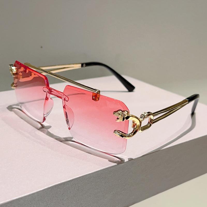 Rimless Square Sunglasses Men Fashion Vintage Double Bridge Shades Women Trendy Luxury Brand Design Gradient Sun Glasses